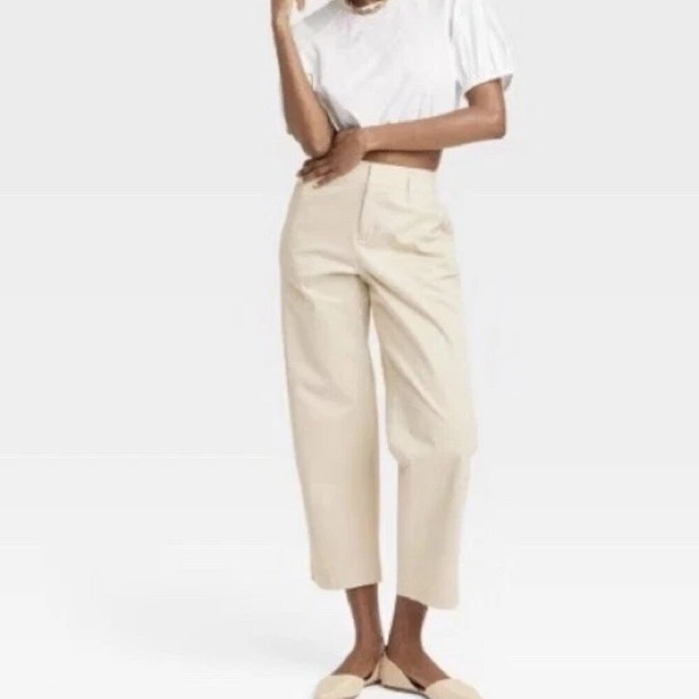 NWT A New Day Woman's Size 4 Tan High-Rise Tapered Ankle Chino Pants